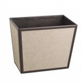 Faux Leather Recycled Wastebasket (Linen on Chocolate)